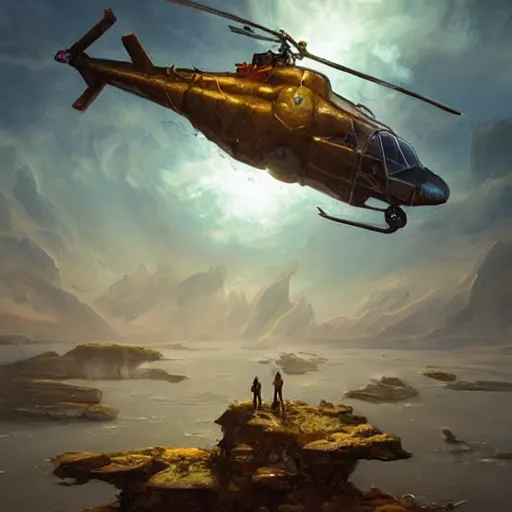 Prompt: helicopter-shaped ice-block in a savannah, matte fantasy painting, DeviantArt Artstation, by Jason Felix by Steve Argyle by Tyler Jacobson by Peter Mohrbacher, cinematic lighting