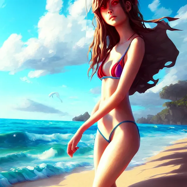 Prompt: epic professional digital art of a day at the beach, best on artstation , cgsociety, wlop, Behance, pixiv, astonishing, impressive, outstanding, epic, cinematic, stunning, gorgeous, much detail, much wow, masterpiece.