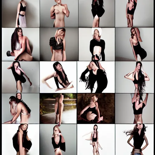 Prompt: model posebook for photography, 30 poses for females