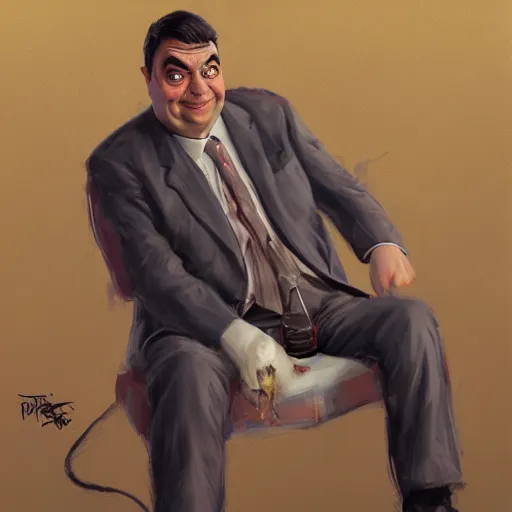 Image similar to big chungus as mr. bean painted by greg rutkowski
