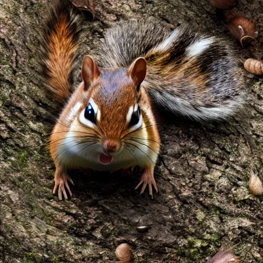 Prompt: chipmunk fight off a army of squirrels, ultra detail, ultra realistic photo realistic, 4k cinematic lighting, octane render,