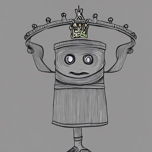 Image similar to A bean with eyes and a mouth, holding a staff, wearing kings crown, cartoon, digital art, ambient lighting, depth of field, drawing,