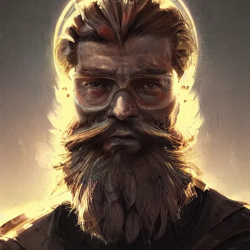 Prompt: Portrait of John Brown with a long beard wearing futuristic power armor, fantasy, intricate, highly detailed, digital painting, trending on artstation, sharp focus, illustration, style of Stanley Artgerm and Greg Rutkowski and Dan Mumford and Alphonse Mucha
