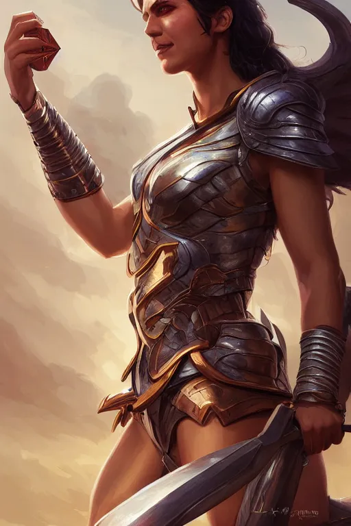 Image similar to amazon valkyrie athena, d & d, fantasy, portrait, highly detailed, headshot, digital painting, trending on artstation, concept art, sharp focus, illustration, art by artgerm and greg rutkowski and magali villeneuve