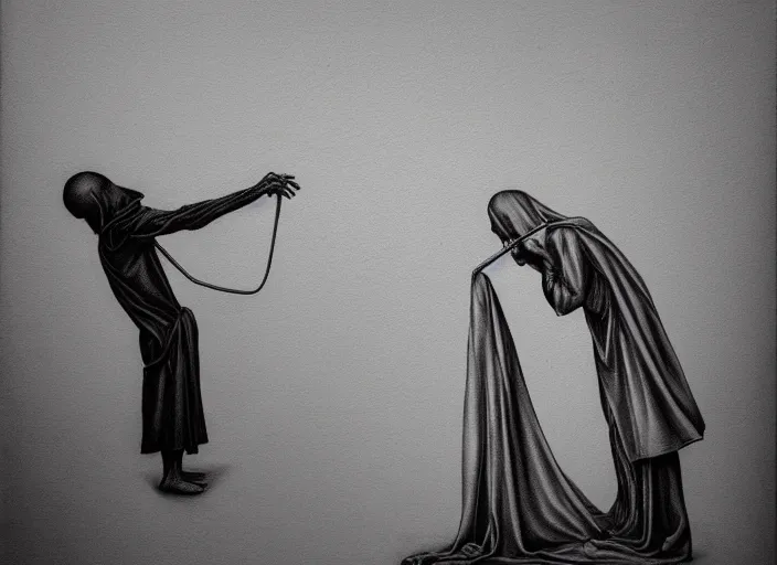 Prompt: this sorrowful picture illustrates the poignant death of the grim reaper and established the republic of life. hyperrealism, intricate details, trending on artsation