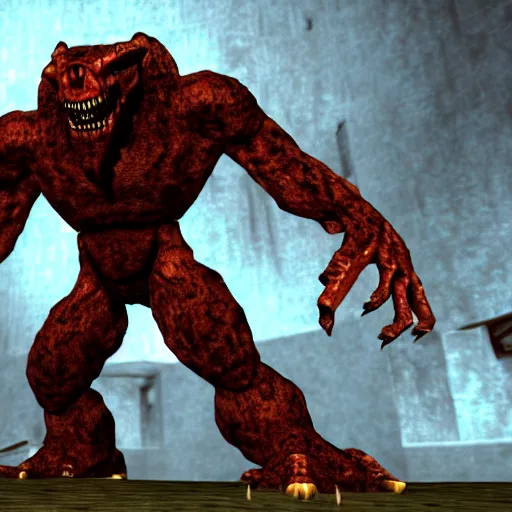 Image similar to photography of a monster from the game quake ii