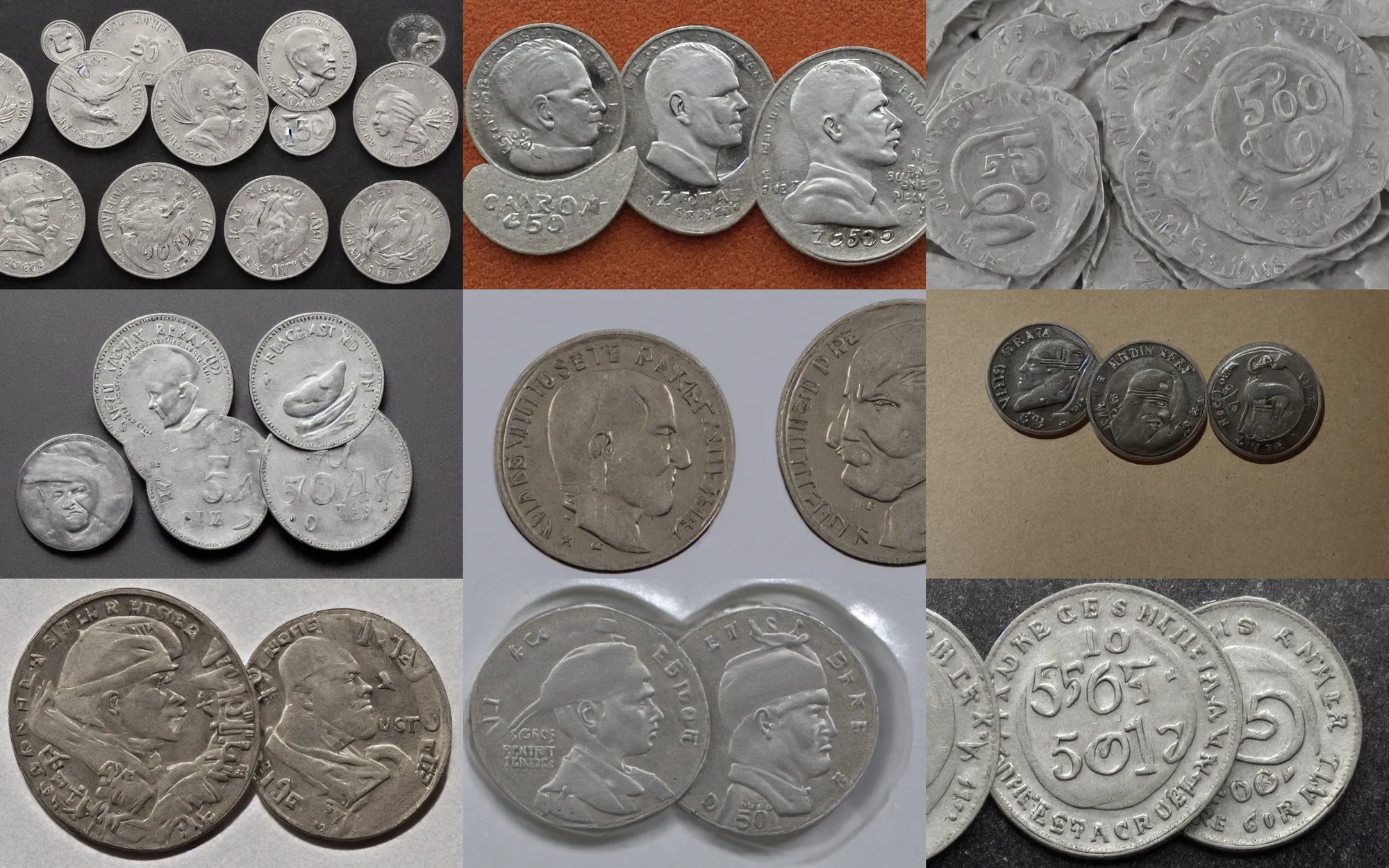 Prompt: 50 cent coin with 50 Cent, reverse and averse