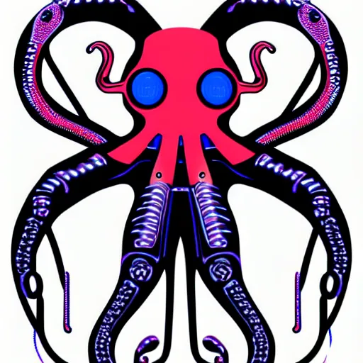 Image similar to cyborg robot electric octopus, digital art, vector art