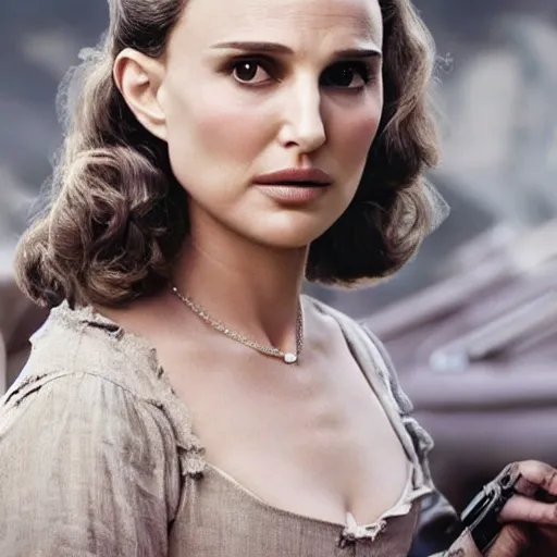 Prompt: still of early 2 0 s natalie portman in westworld tv series