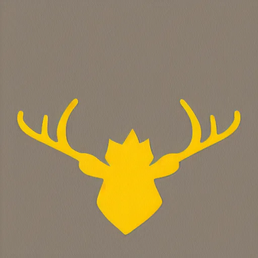 Prompt: a yellow moose logo with maple leaf shaped antlers, graphic design, logo