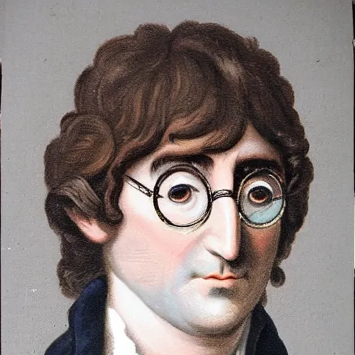 Prompt: regency era painting of a young john lennon