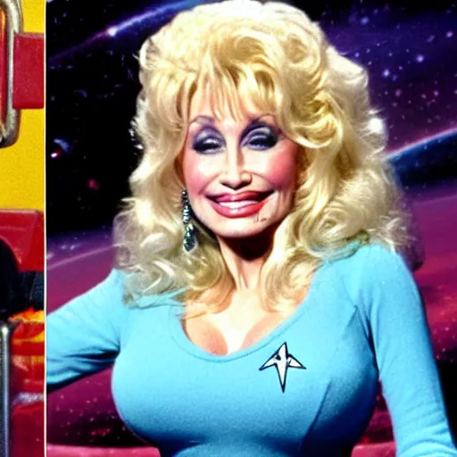 Prompt: Dolly Parton guest stars on an episode of Star Trek: Deep Space Nine