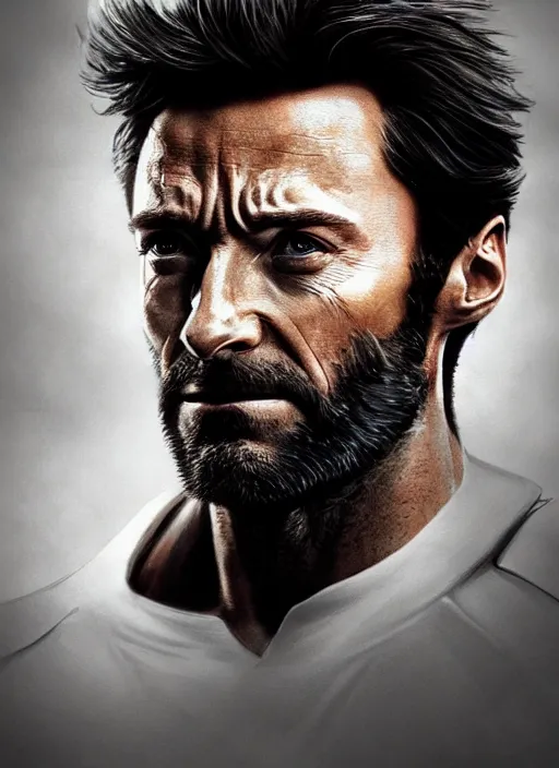 Image similar to portrait of Hugh Jackman as Wolverine, cinematic lighting, BACKLIGHTING, artstation