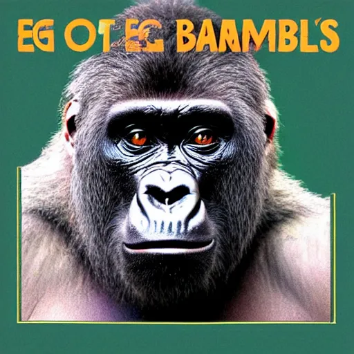 Image similar to gorilla in the style of can's ege bamyasi album cover