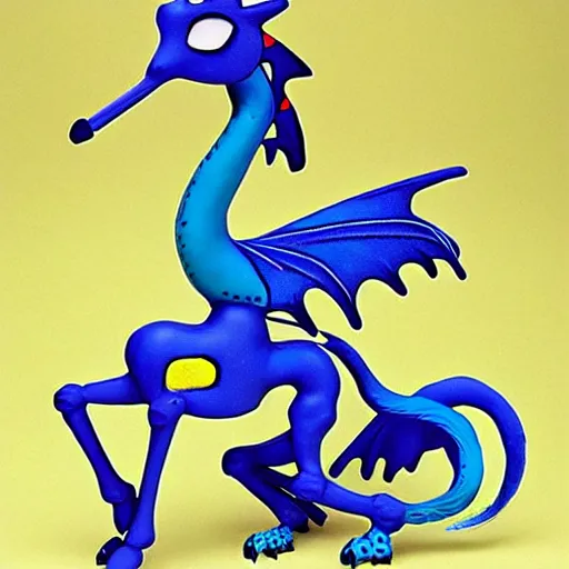 Image similar to giraffe with big blue feathered dragon wings on its back, full body shot, wings, by studio ghibli