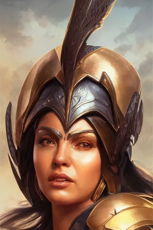 Image similar to amazon valkyrie athena, d & d, fantasy, portrait, highly detailed, headshot, digital painting, trending on artstation, concept art, sharp focus, illustration, art by artgerm and greg rutkowski and magali villeneuve