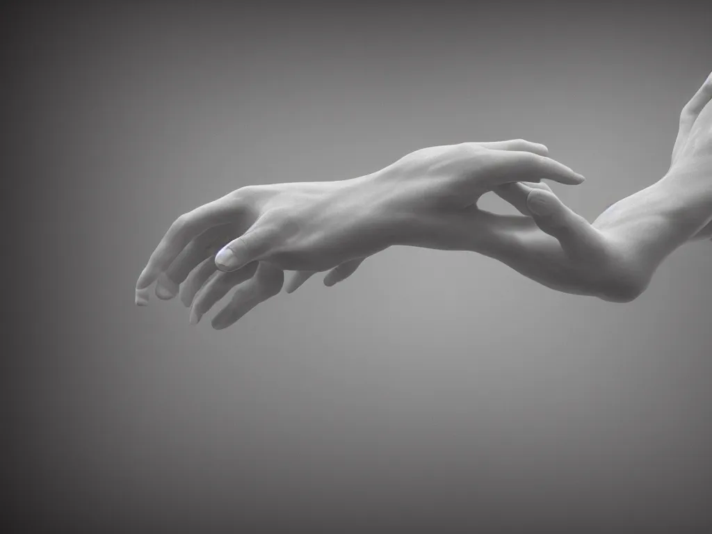 Image similar to a voluminous, amorphous, blob of flowing hair in the shape of an outstretched hand. Epic, elegant, nouveau, highly detailed, digital painting, cinematic, 8k, render