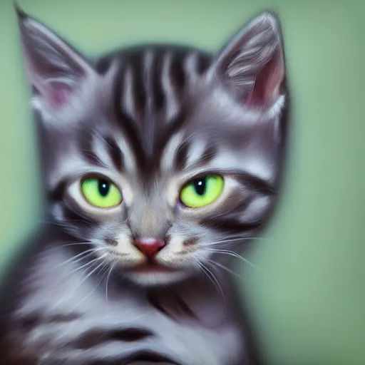 Prompt: photorealism of a muscular kitten, digital painting, strong