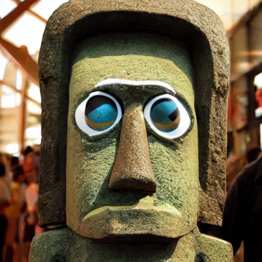 Prompt: dr neo cortex, as a moai statue