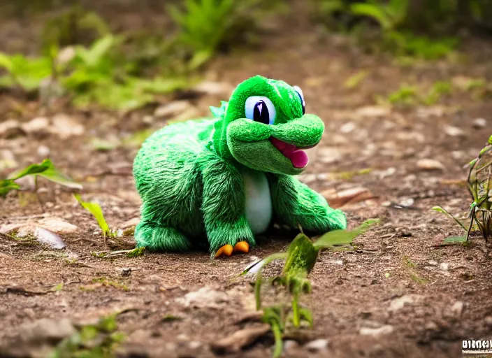 Image similar to wildlife photo of real life yoshi in the wild, 8 k, 8 5 mm f 5. 6