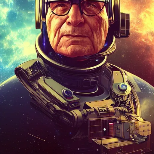 Prompt: a portrait of a cyborg josip broz tito in space. galaxy, intricate, epic lighting, cinematic composition, hyper realistic, 8 k resolution, unreal engine 5, by artgerm, tooth wu, dan mumford, beeple, wlop, rossdraws, james jean, marc simonetti, artstation