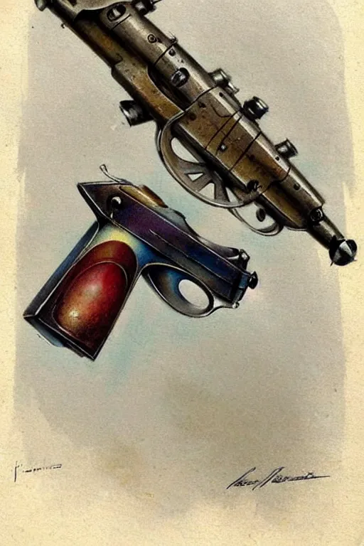 Image similar to ( ( ( ( ( 1 9 5 0 s retro raygun pistol. muted colors. ) ) ) ) ) by jean - baptiste monge!!!!!!!!!!!!!!!!!!!!!!!!!!!!!!