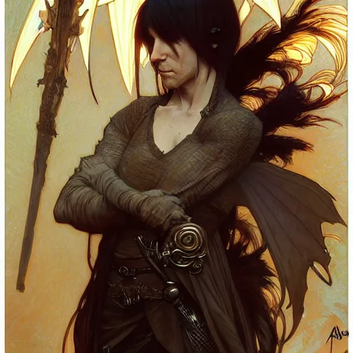 Image similar to chibi trent reznor, fantasy, d & d, intricate, detailed, by by alphonse mucha, adolfo hohenstein, alice russell glenny, stanley artgerm lau, greg rutkowski, detailed, trending on artstation, trending on artstation, smooth