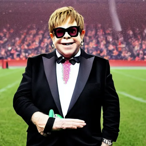 Image similar to Elton John plays football