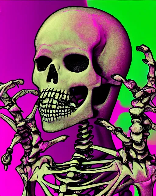Image similar to glitchcore punk rocker skeleton