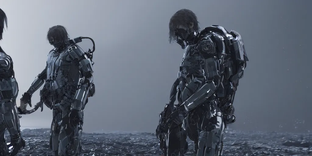 Prompt: death stranding and metal gear crossover created and directed by hideo kojima, unreal engine 5, render, ray tracing