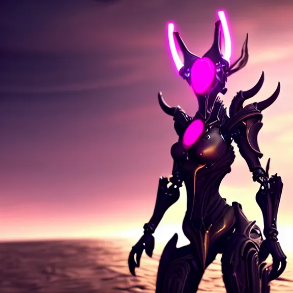 Prompt: cinematic close-up front shot, of an exquisite beautiful saryn prime female warframe, that's a beautiful stunning hot anthropomorphic robot female dragon with metal cat ears and glowing eyes, doing a sassy pose, standing on the beach at sunset, detailed arms, sharp claws, streamlined white armor, pink skin, two arms, two legs, detailed warframe fanart, destiny fanart, macro art, dragon art, furry art, realistic digital art, warframe art, Destiny art, furaffinity, DeviantArt, artstation, 3D realistic, 8k HD, octane render