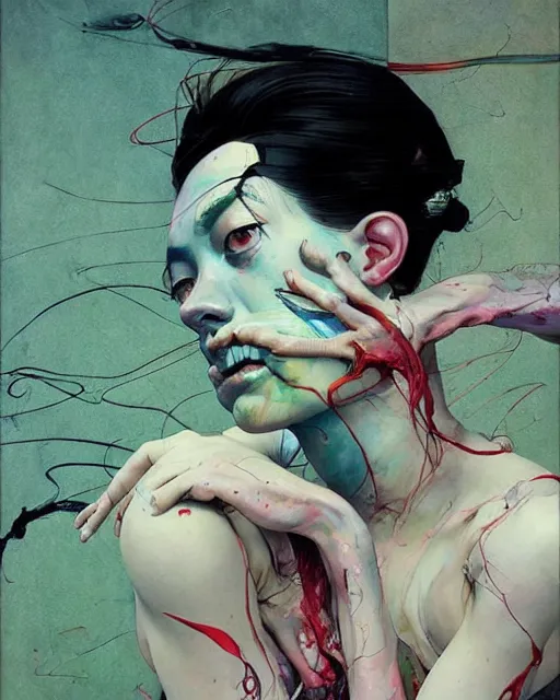 Image similar to there is ugliness in beauty, but there is also beauty in ugliness. in the style of adrian ghenie, esao andrews, jenny saville, edward hopper, surrealism, dark art by james jean, takato yamamoto