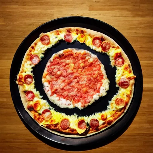Image similar to the moon made of pizza
