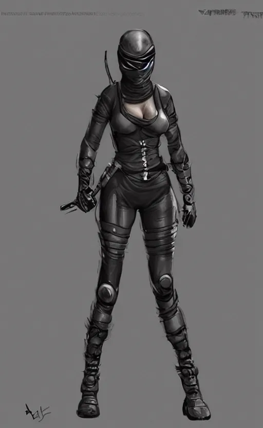 rogue armor set in cyberpunk, female, concept art