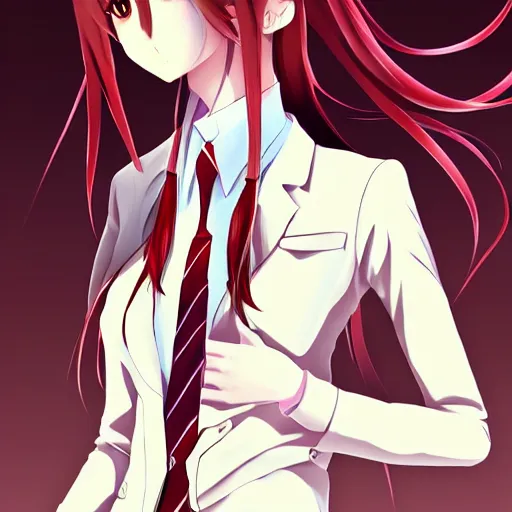 Image similar to makise kurisu digital art