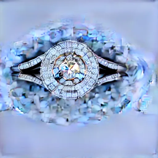 Image similar to sketch of engagement ring with two smaller diamonds outside and one bigger diamond in the middle, hyper detailed