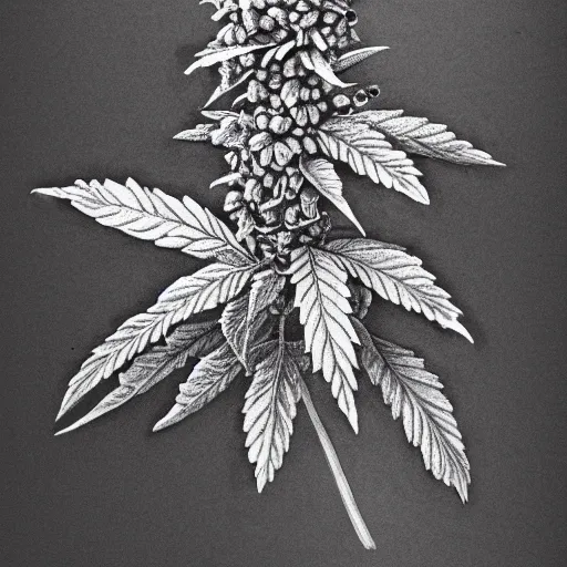 Prompt: botanical drawing of blueberry kush. Traditional art. Rustic. Nordic. 4K. Trending on artstation. Detailed Bushy. Nature. Artistic.