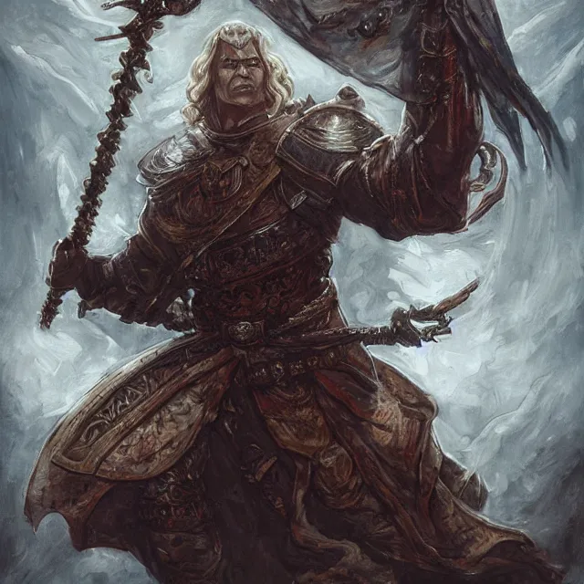 Prompt: Vigo also known as Prince Vigo Von Homburg Deutschendorf Scourge of Carpathia Sorrow of Moldavia Vigo the Carpathian Vigo the Cruel Vigo the Torturer Vigo the Despised Vigo the Unholy concept art, oil painting, DND, In the art style of Mohrbacher, Peter