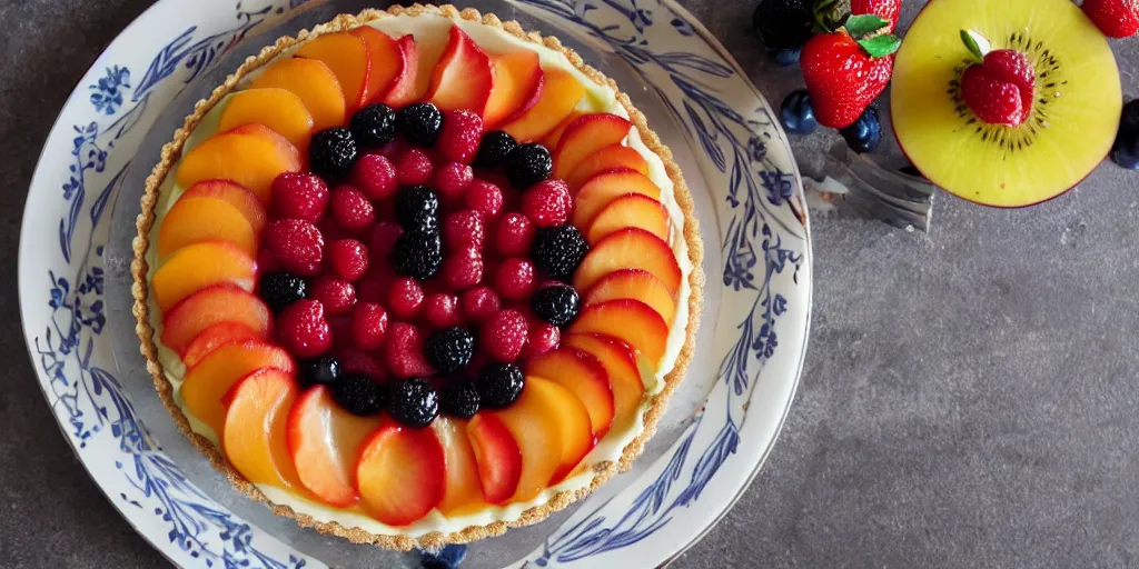 Image similar to delicious fruit tart full of needles sticking out