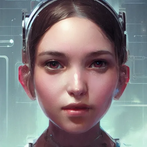 Image similar to portrait of a beautiful cute girl with robot ears falling into the third dimension by greg rutkowski, 4k, intricate details