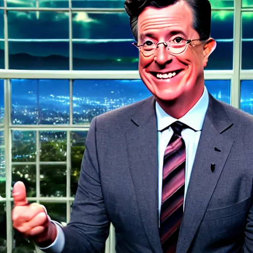 Image similar to ( stephen colbert ) as a [ kiwi ]