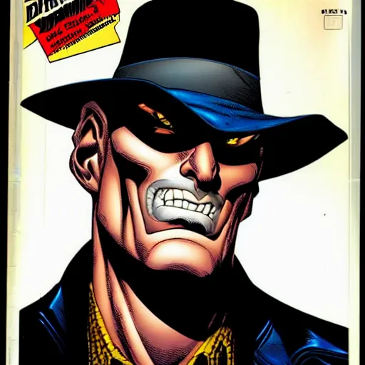 Prompt: Darkman, comic portrait by J Scott Campbell, intricate details, vintage comic book cover scan