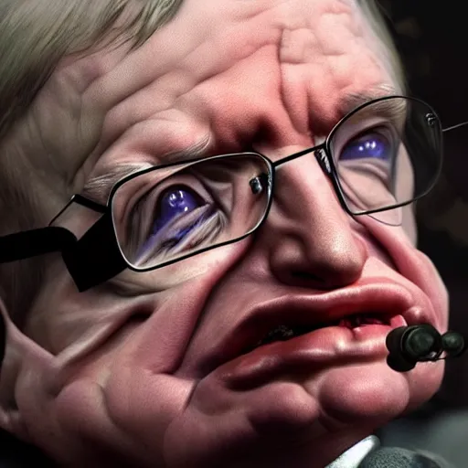 Image similar to tired stephen hawking with dust on his face, realistic, 8 k, extremely detailed, cgi, trending on artstation, hyper - realistic render, by greg rutkowski