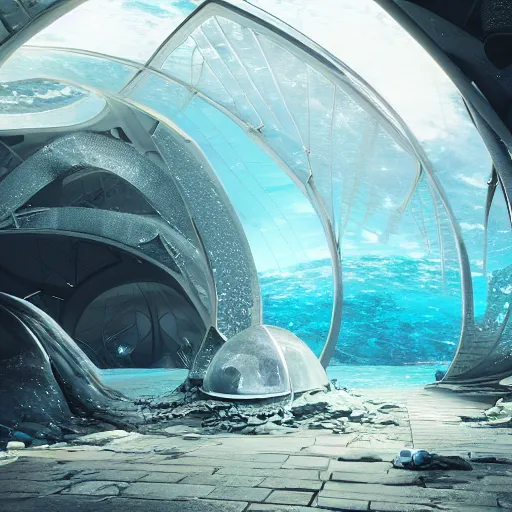 Image similar to ,inside a futuristic underwater dome city, highly detailed, 4k, HDR, award-winning, artstation, octane render