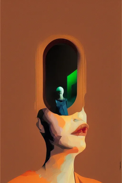 Image similar to woman wearing oculus and digital glitch head edward hopper and james gilleard, zdzislaw beksisnski, higly detailed