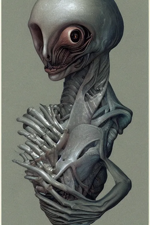 Image similar to portrait of an alien from barlowe's guide to extraterrestrials, hyperreal, very detailed art, elegant, sophisticated, high resolution, smooth