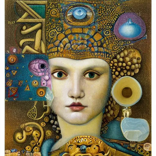 Image similar to complex mathematical equations surrounding small image of athena, inspired by bosch, klimt, klee, o'keefe. mathematical paradise, detailed beautiful animals, handwritten equation heaven, calligraphy formula, detailed beautiful plants, 3 d platonic solids, elegant intricate diagrams, beautiful equations, oil paint, color, hyperrealistic, detailed, on loan from louvre, masterpiece