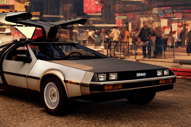 Image similar to delorean made out of meat by grand theft auto v, by red dead redemption 2, by cyberpunk 2 0 7 7