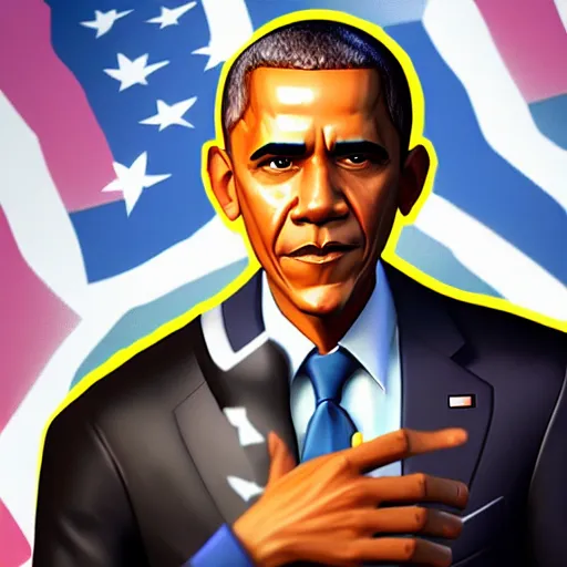 Image similar to obama as a fortnite character, unreal engine, epic