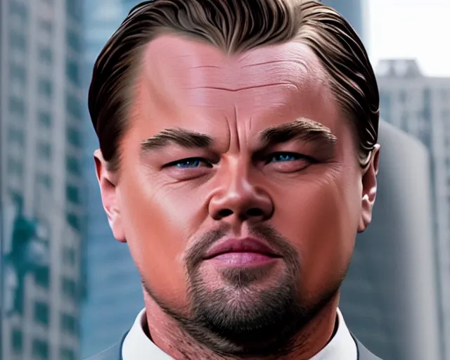 Prompt: leonardo dicaprio as the wolf of wall street, cinamtic, long shot, hyper detailed, hyper realistic face, 8 5 mm photograph, 8 k resolution, film still, sharp lens, wide lens